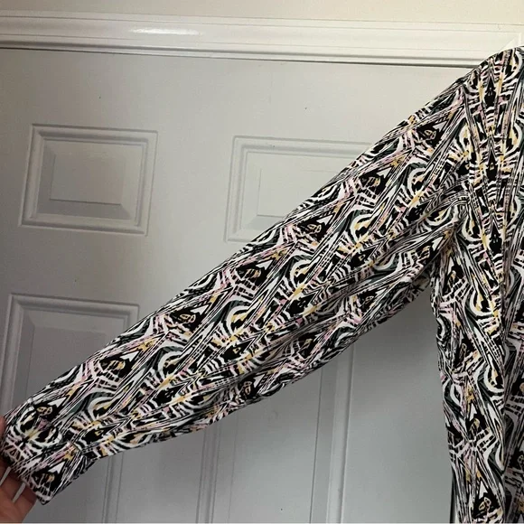 KENNY FLOWERS multicolor abstract print rayon long sleeve button up shirt